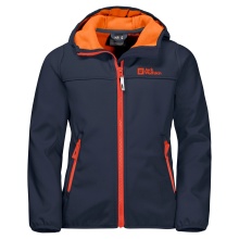 Jack Wolfskin Softshelljacke Fourwinds (wind-& wasserabweisend) nachtblau/orange Kinder